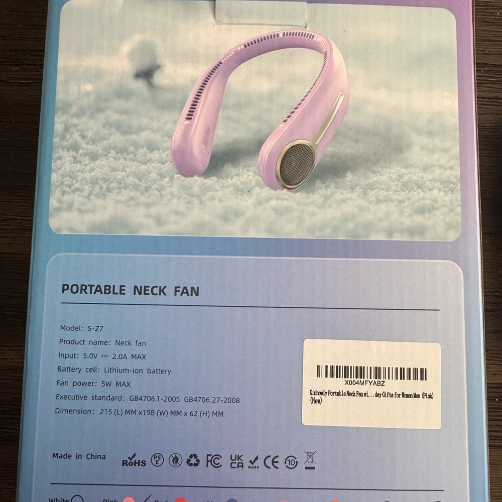 NWOT Portable Neck Fan, Pink